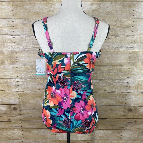 Croft & Barrow Womens One Piece All Over Control Swimsuit Size 16 Bright Floral - Picture 5 of 13